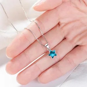 Blue Sapphire Pendant Necklace Wedding Woman Jewelry