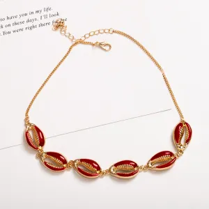 Bohemian Alloy Dripping Color Shell Necklace