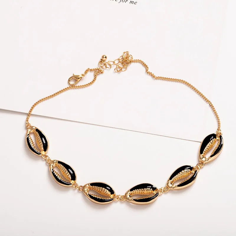 Bohemian Alloy Dripping Color Shell Necklace