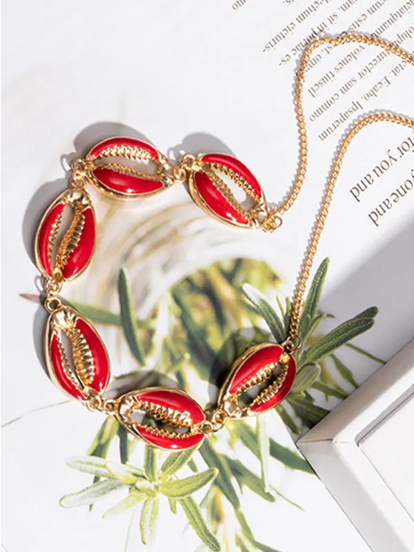 Bohemian Alloy Dripping Color Shell Necklace