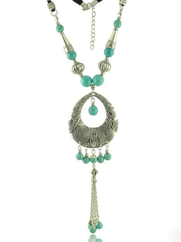 Bohemian Drop Pendant Tassel Necklace