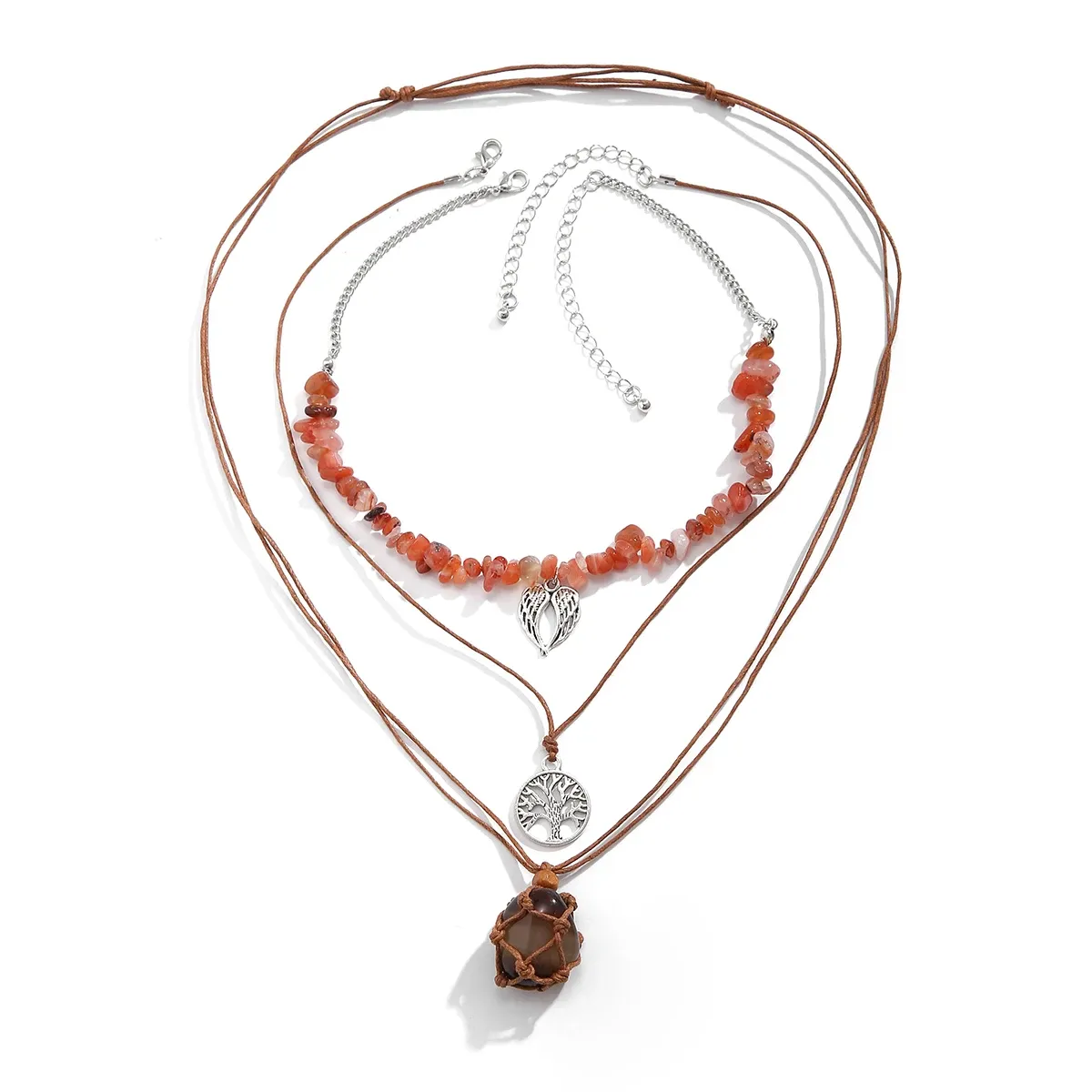 Bohemian Irregular Stone Chain Necklace Set