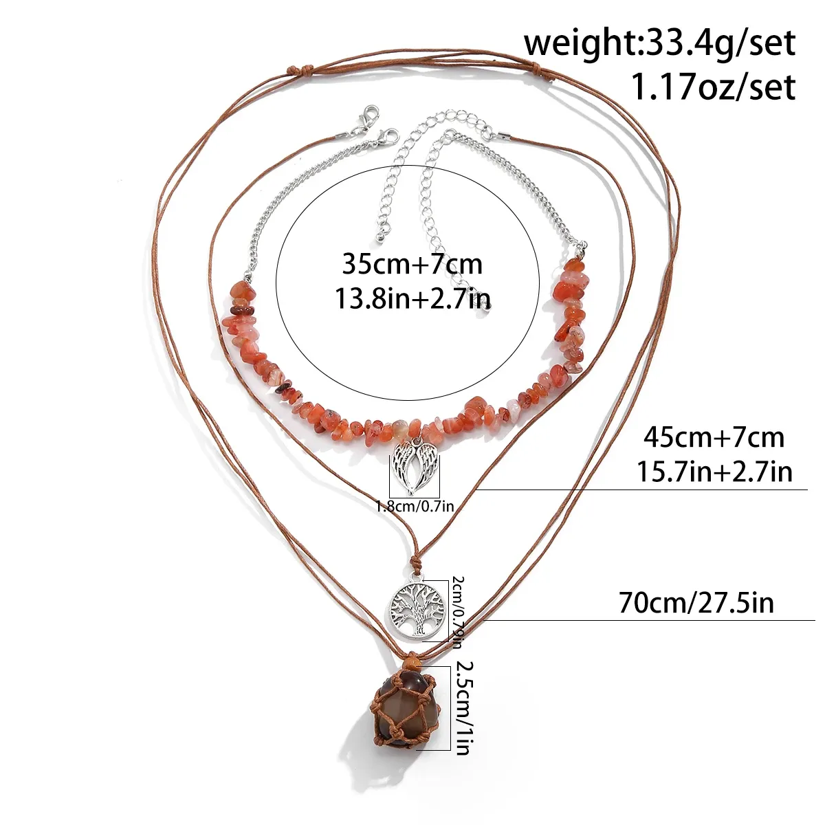 Bohemian Irregular Stone Chain Necklace Set