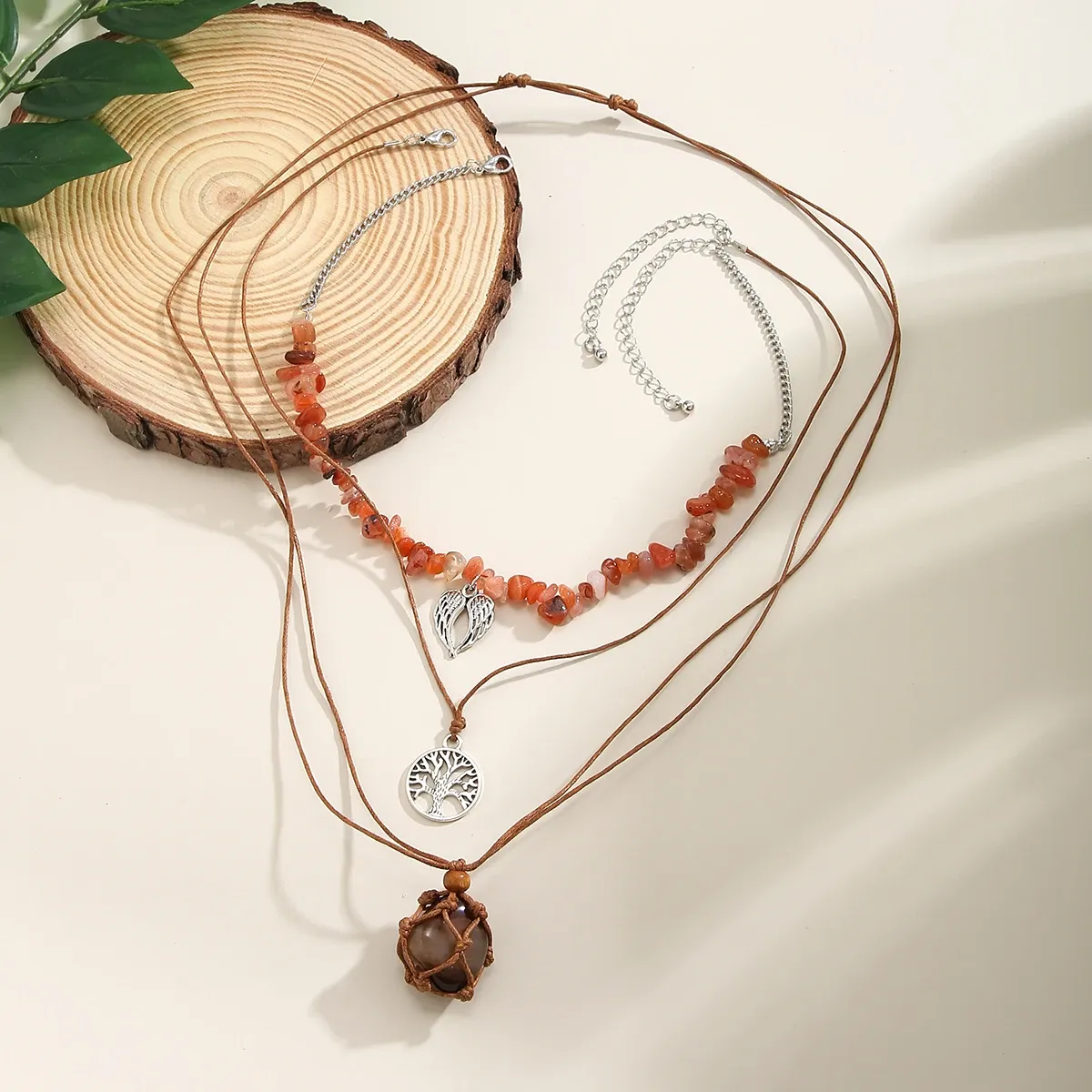 Bohemian Irregular Stone Chain Necklace Set