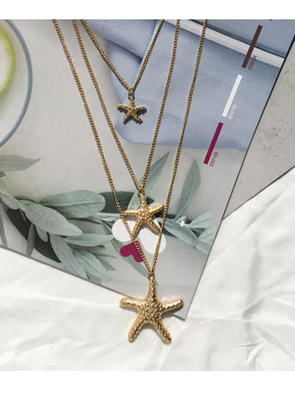Bohemian Phnom Penh Shell Three Layer Pendant Necklace Female