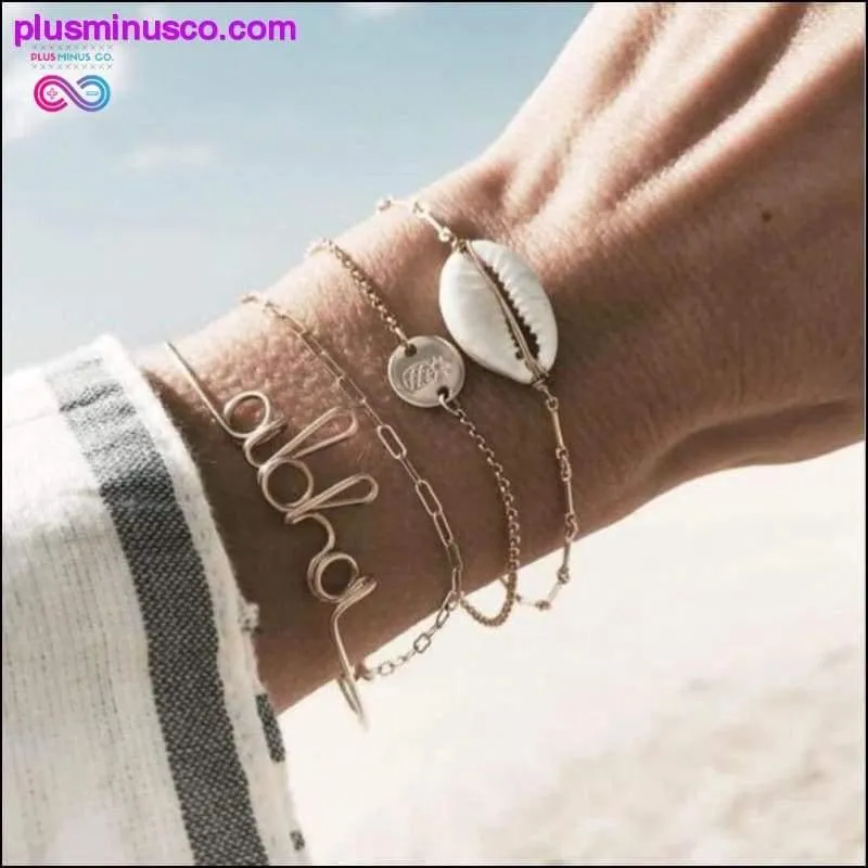 Bohemian Shell Map Turtle Bracelet Set, Retro Geometric