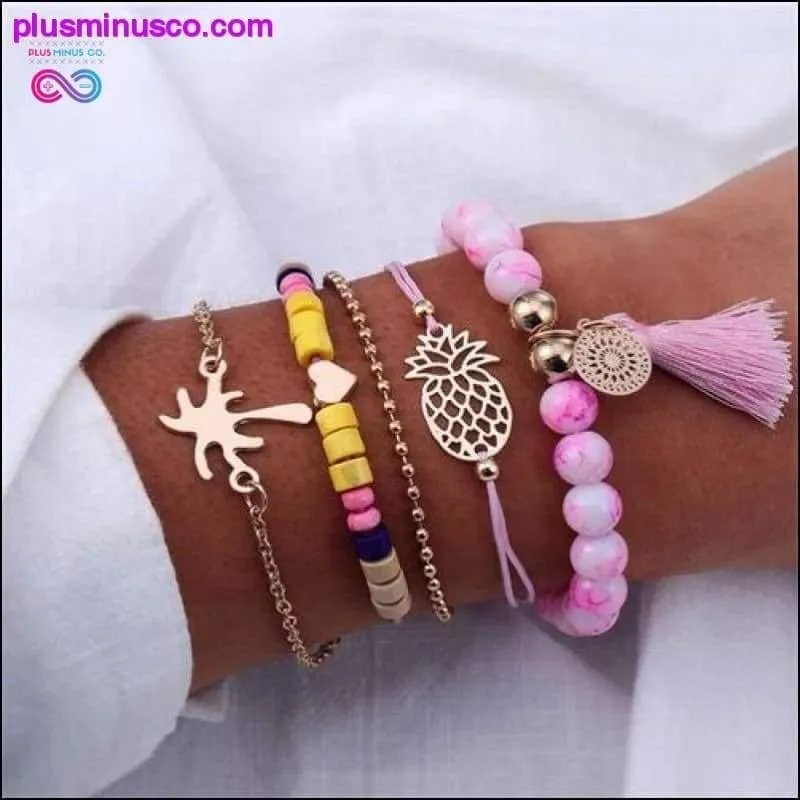 Bohemian Shell Map Turtle Bracelet Set, Retro Geometric