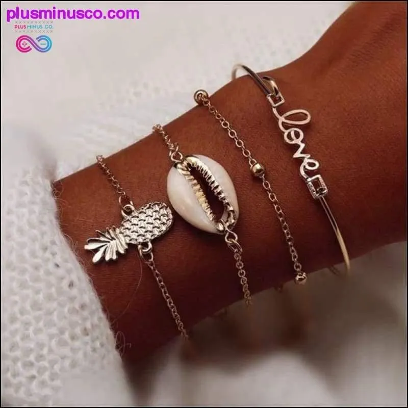 Bohemian Shell Map Turtle Bracelet Set, Retro Geometric