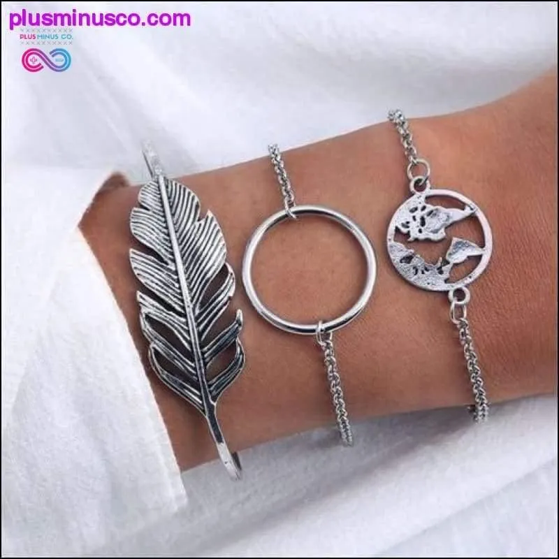Bohemian Shell Map Turtle Bracelet Set, Retro Geometric