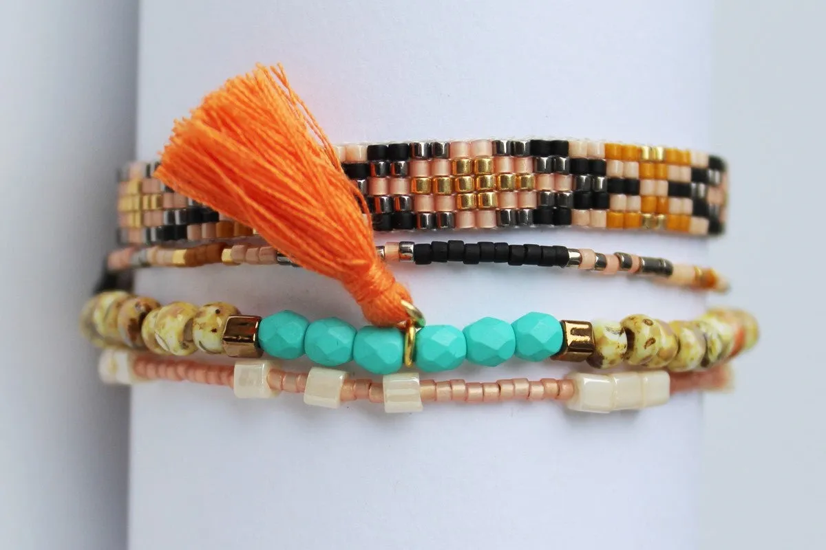Boho Bracelet – Set of 4 BLACK BLUSH
