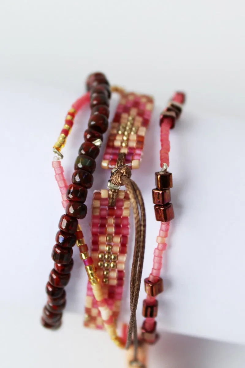 Boho Bracelet – Set of 4 PINK