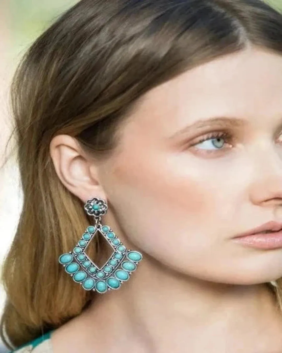BOHO CHANDELIER NATURAL STONE EARRINGS - 3 COLORS