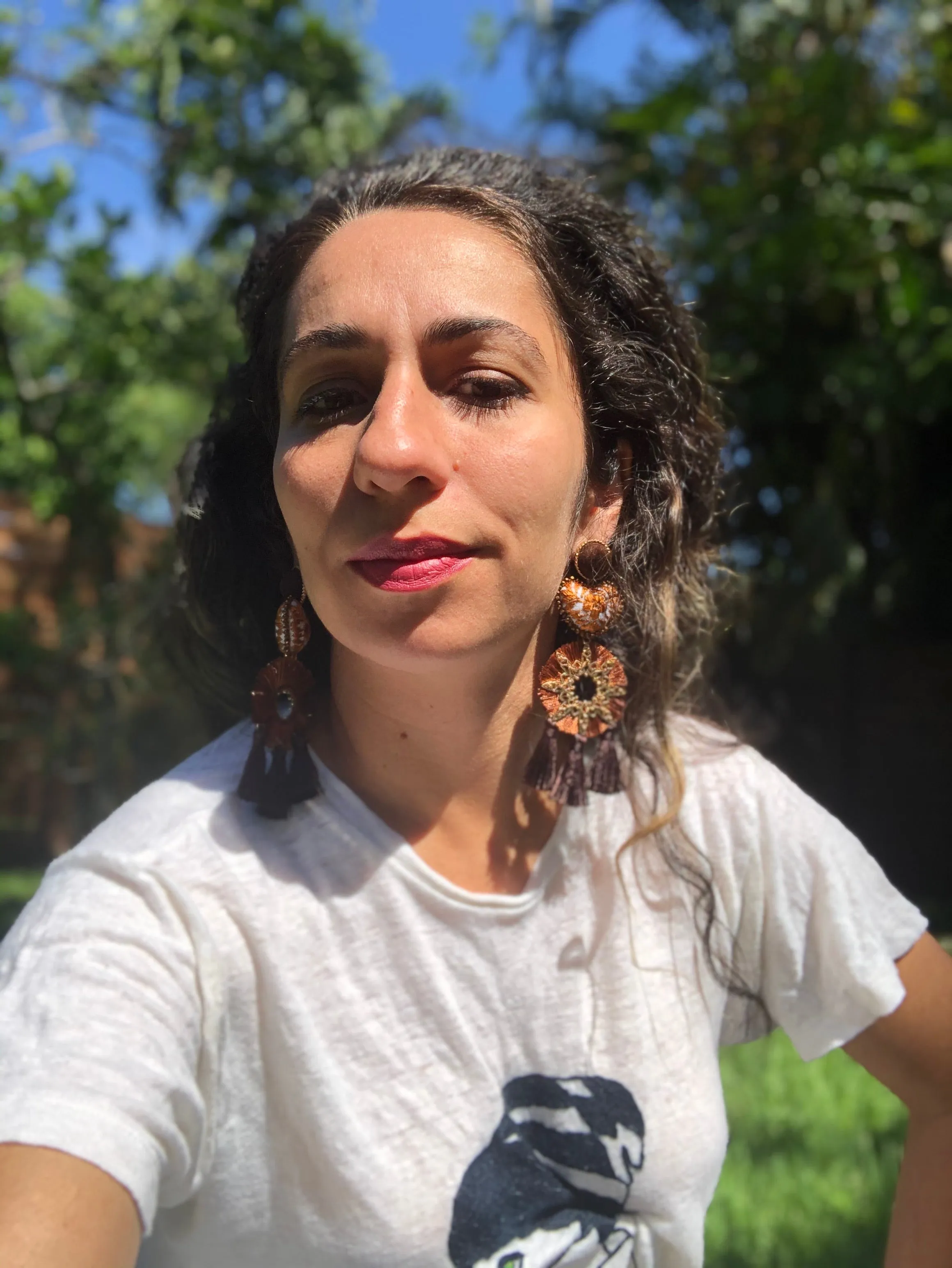 Brown and Gold Statement Earrings