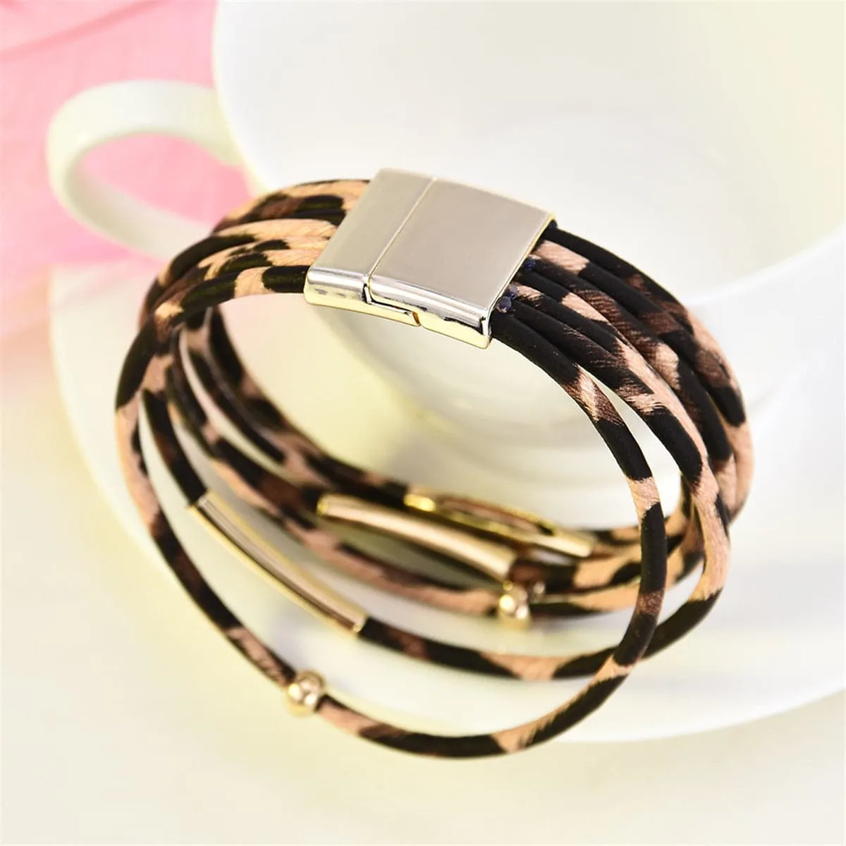 Brown Leopard Multi-Strand Bracelet