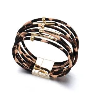 Brown Leopard Multi-Strand Bracelet