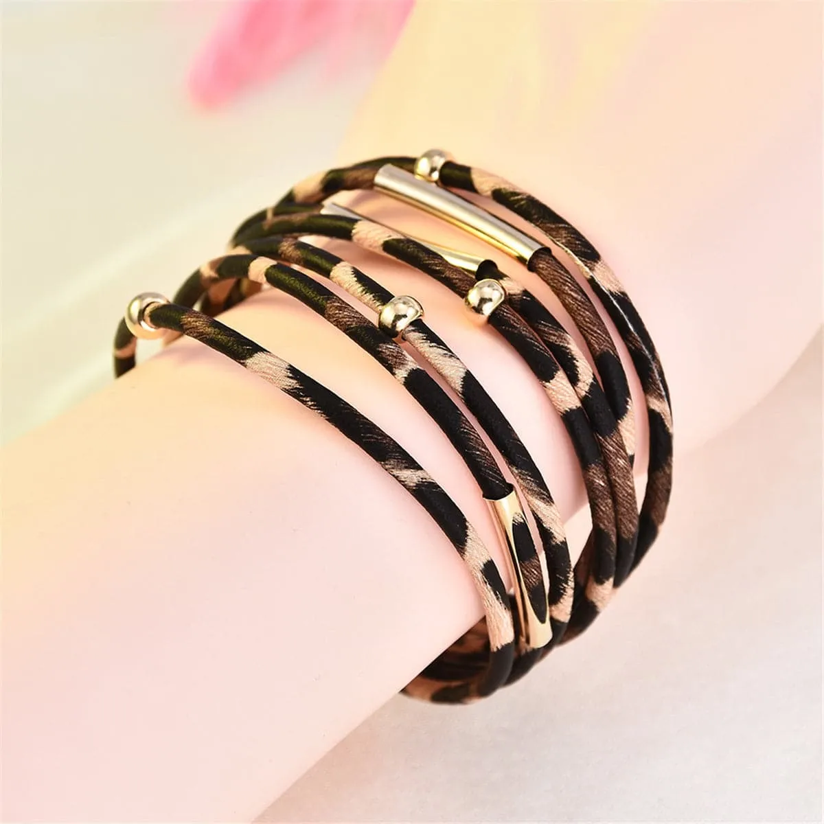 Brown Leopard Multi-Strand Bracelet
