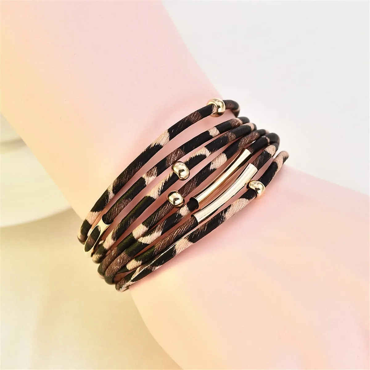 Brown Leopard Multi-Strand Bracelet