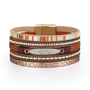 Brown Polystyrene & Cubic Zirconia 18K Gold-Plated Strand Bracelet