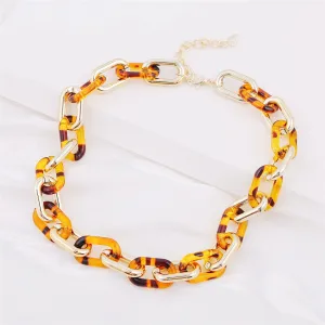 Brown Resin & 18K Gold-Plated Cable Chain Choker Necklace