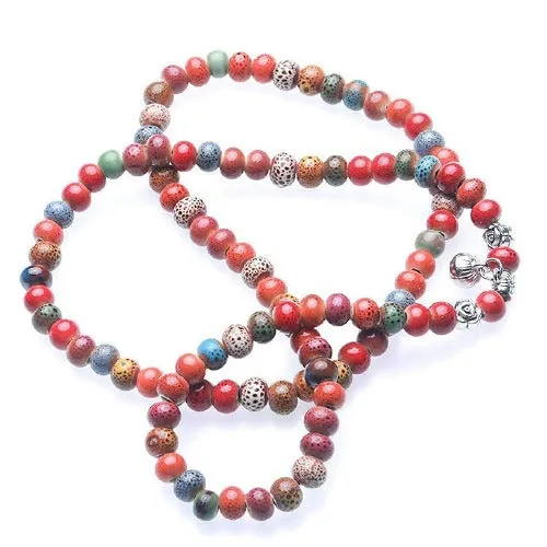 Buddhist Mala Prayer 108 Bead Meditation  Necklace