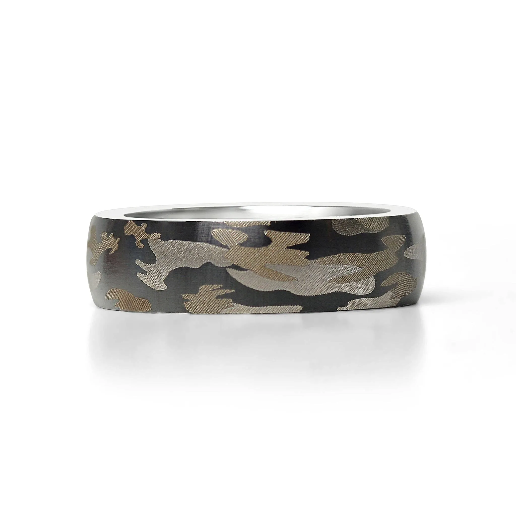 Camouflage Stainless Steel Blank Ring: 5 / 6mm