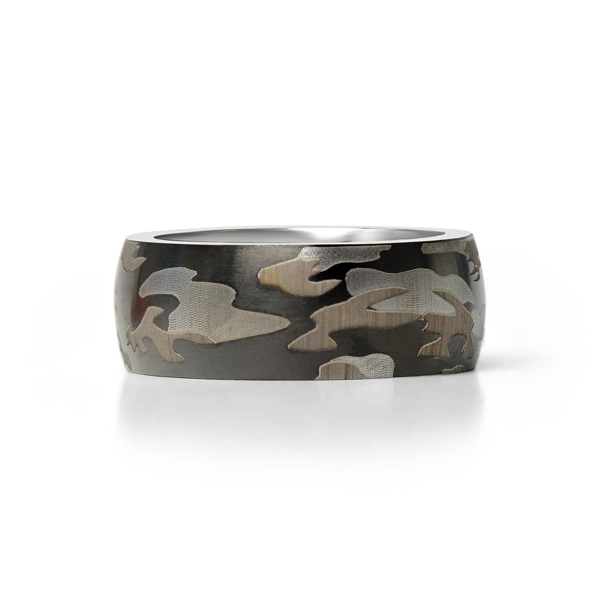 Camouflage Stainless Steel Blank Ring: 5 / 6mm