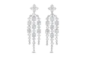 'Cannes' 18K White Gold Chandelier Earrings, 7.17 Carats