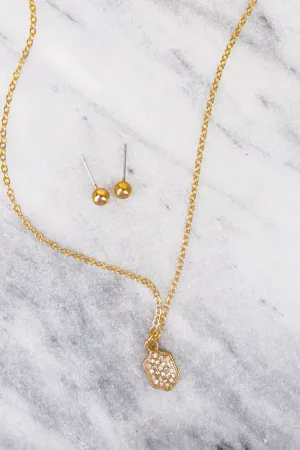 Carolyn Crystal Goldtone Necklace and Earring Set
