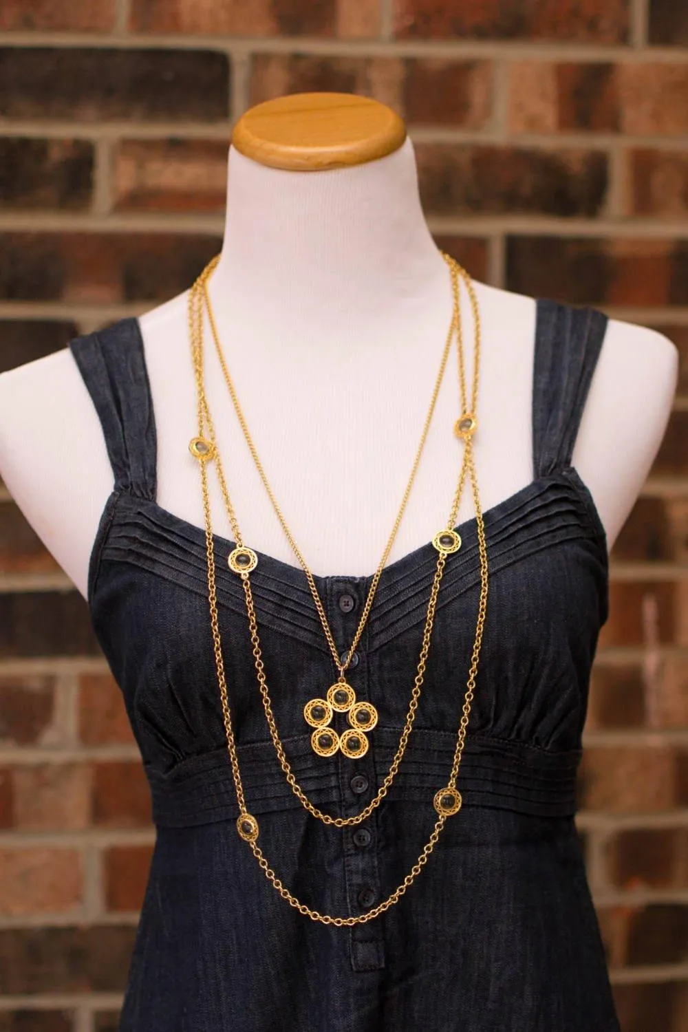 Celebrity Layered Chain Necklace with Bezel Set Crystal
