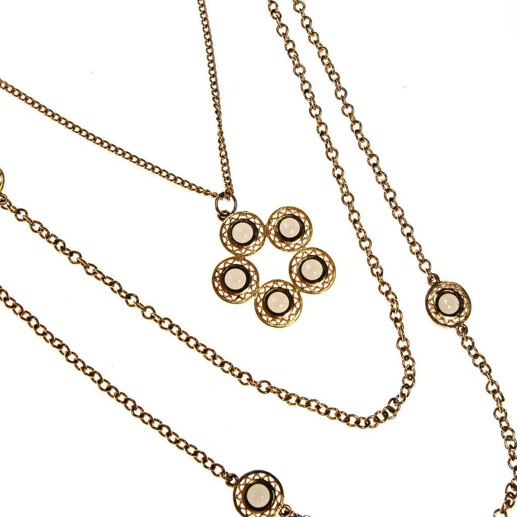 Celebrity Layered Chain Necklace with Bezel Set Crystal