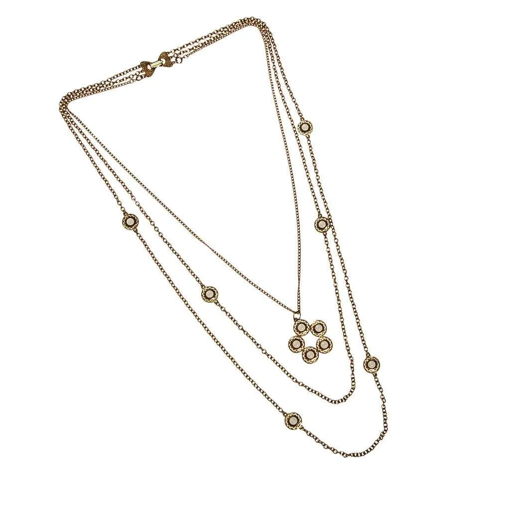 Celebrity Layered Chain Necklace with Bezel Set Crystal