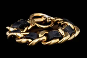 Chanel Vintage Leather Woven Toggle Bracelet
