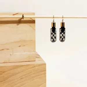 Checkered Geometric Earrings in Black/Pewter