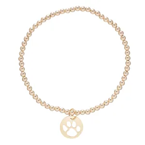 Classic Gold 3mm Bead Bracelet - Paw Print Charm