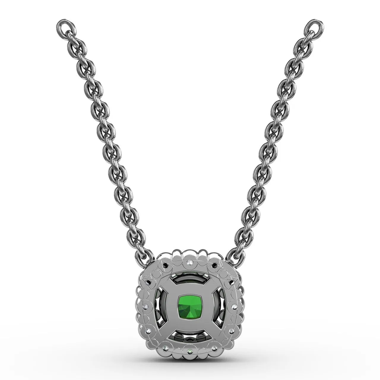 Classic Round Emerald and Diamond Pendant