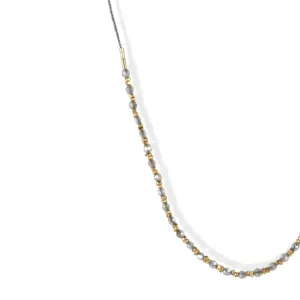Clear Seed Bead Necklace with Centered Mystic Labradorite & Gold Vermeil Station