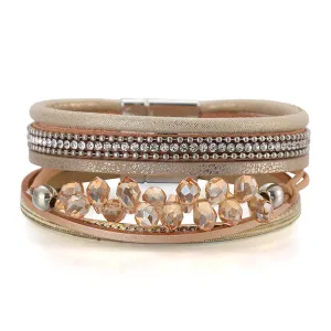 Coffee & Acrylic Cubic Zirconia Layered Bracelet