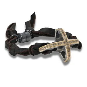Cross and Leather Bracelet