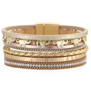 Cubic Zirconia & Polystyrene 18K Gold-Plated Elephant Bracelet