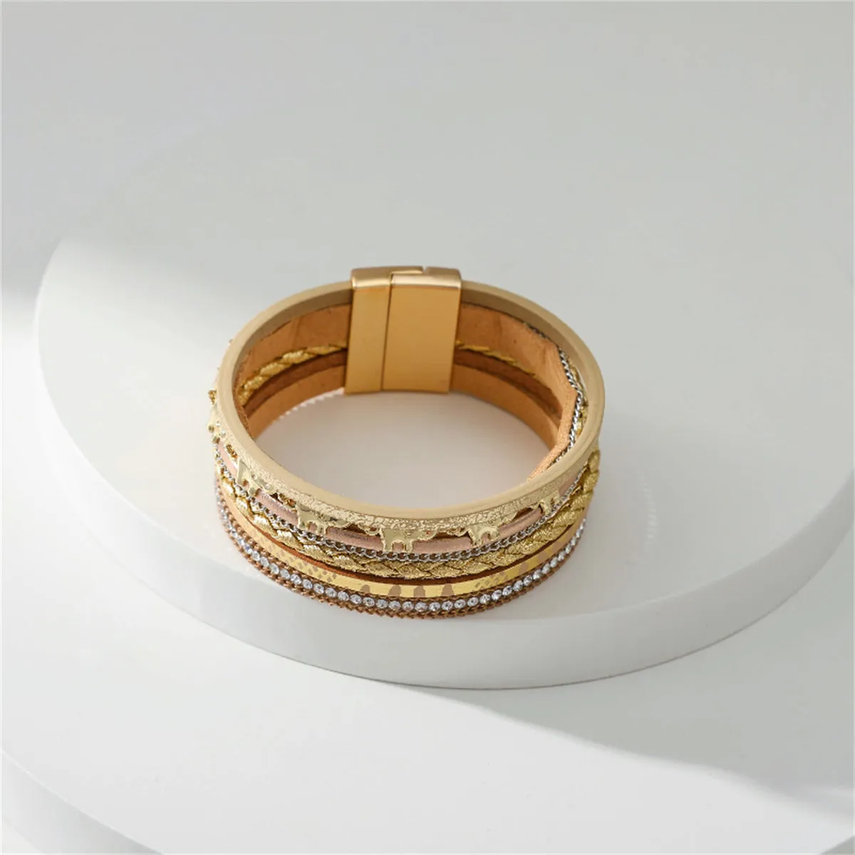 Cubic Zirconia & Polystyrene 18K Gold-Plated Elephant Bracelet