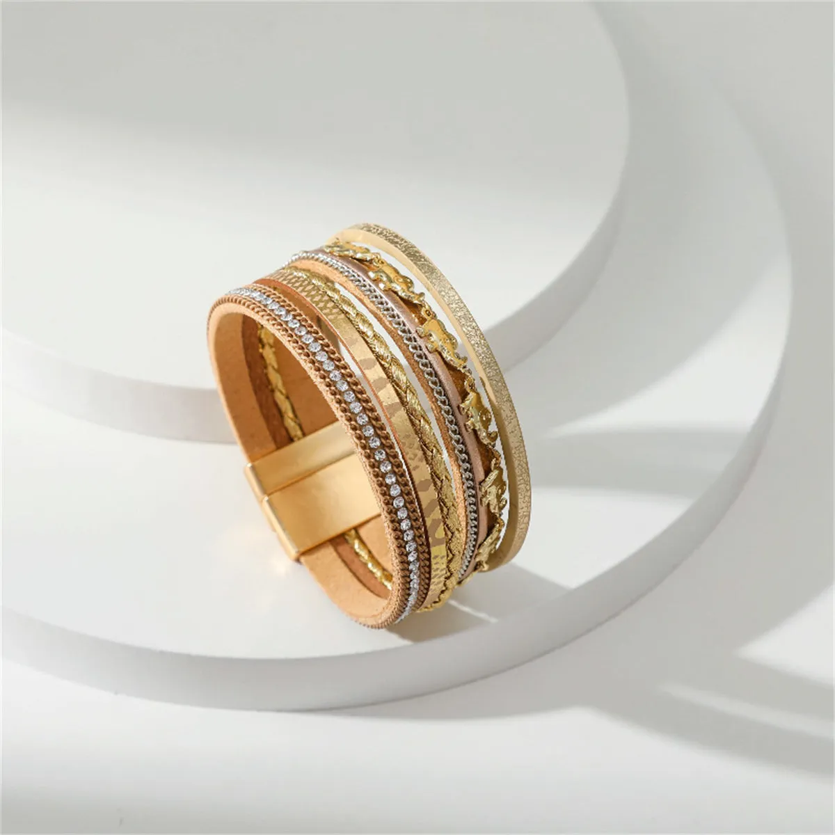 Cubic Zirconia & Polystyrene 18K Gold-Plated Elephant Bracelet
