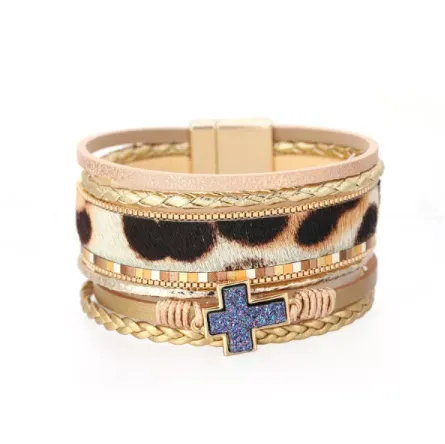 Cuff Glitter Cross Bracelet