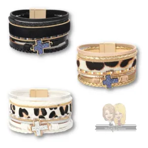 Cuff Glitter Cross Bracelet
