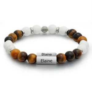 Customize Engraved 4 Names Beaded Chain Bracelets For Men