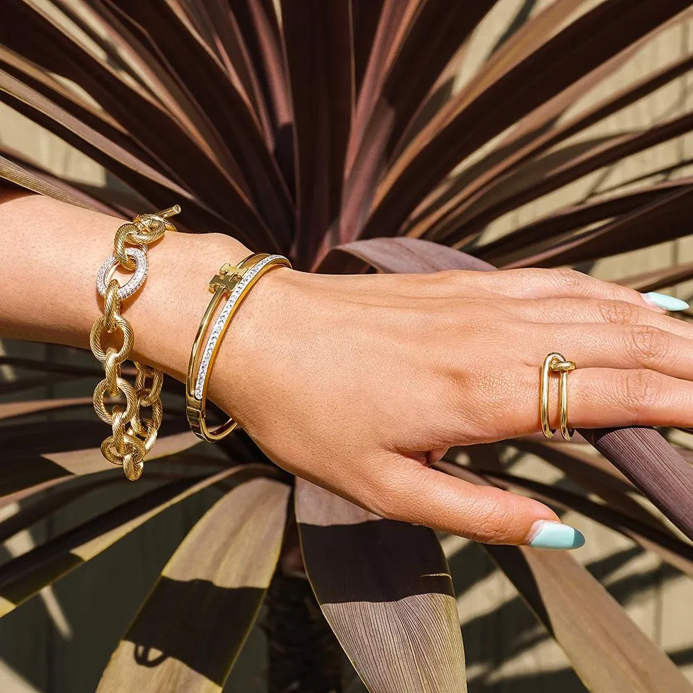 CZ Twisted Wire Link Bracelet  (available in 3 colors)