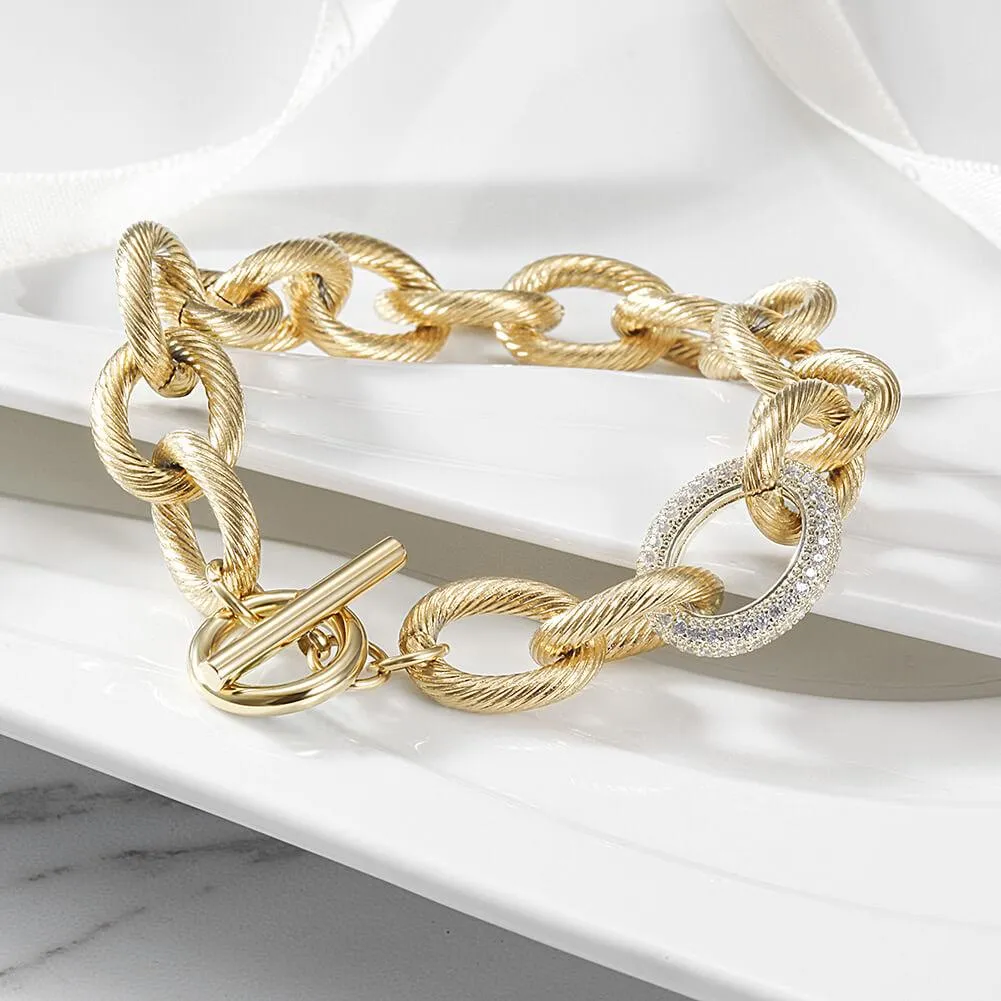 CZ Twisted Wire Link Bracelet  (available in 3 colors)