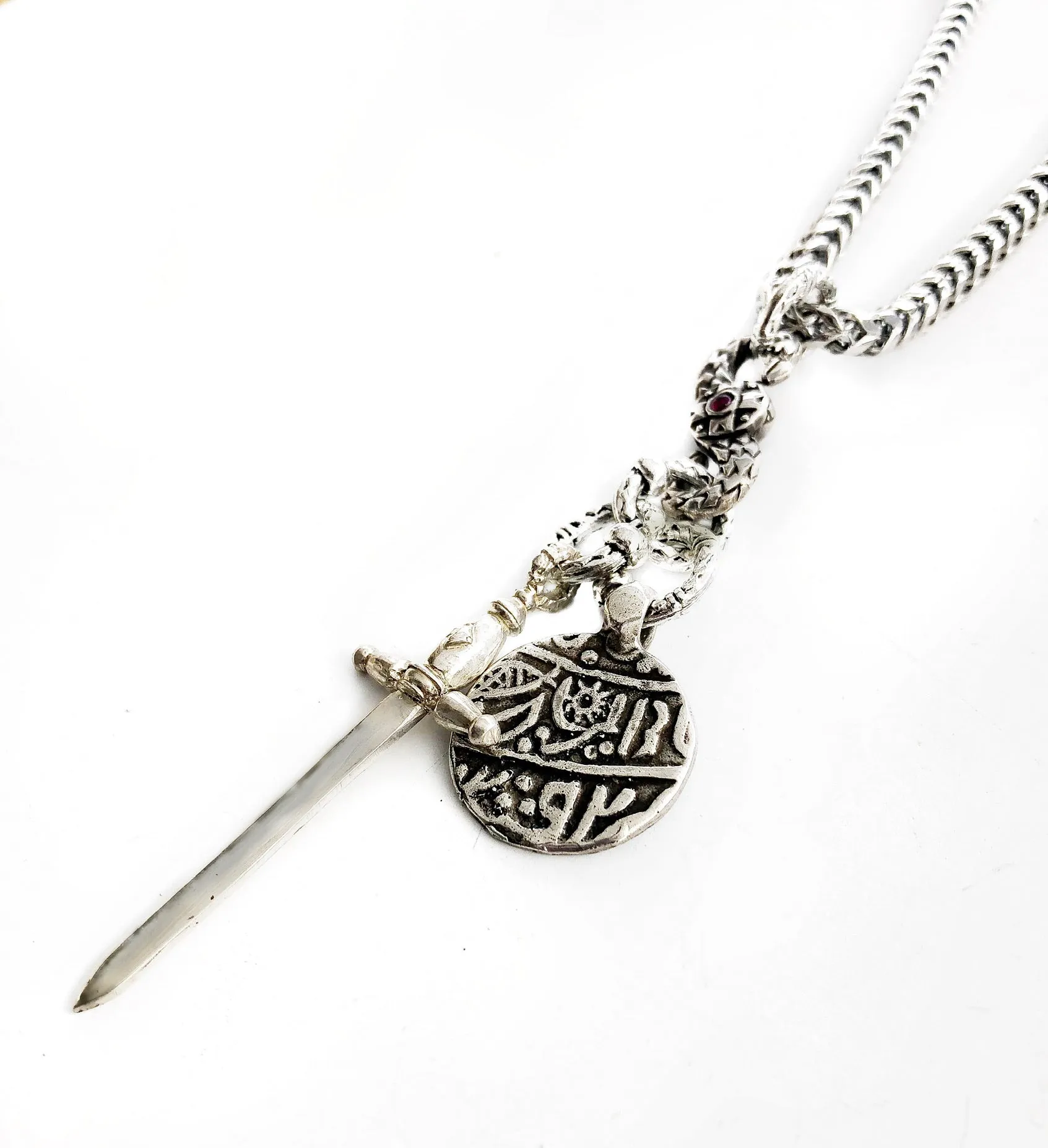 Dagger and Coin Chain Necklace