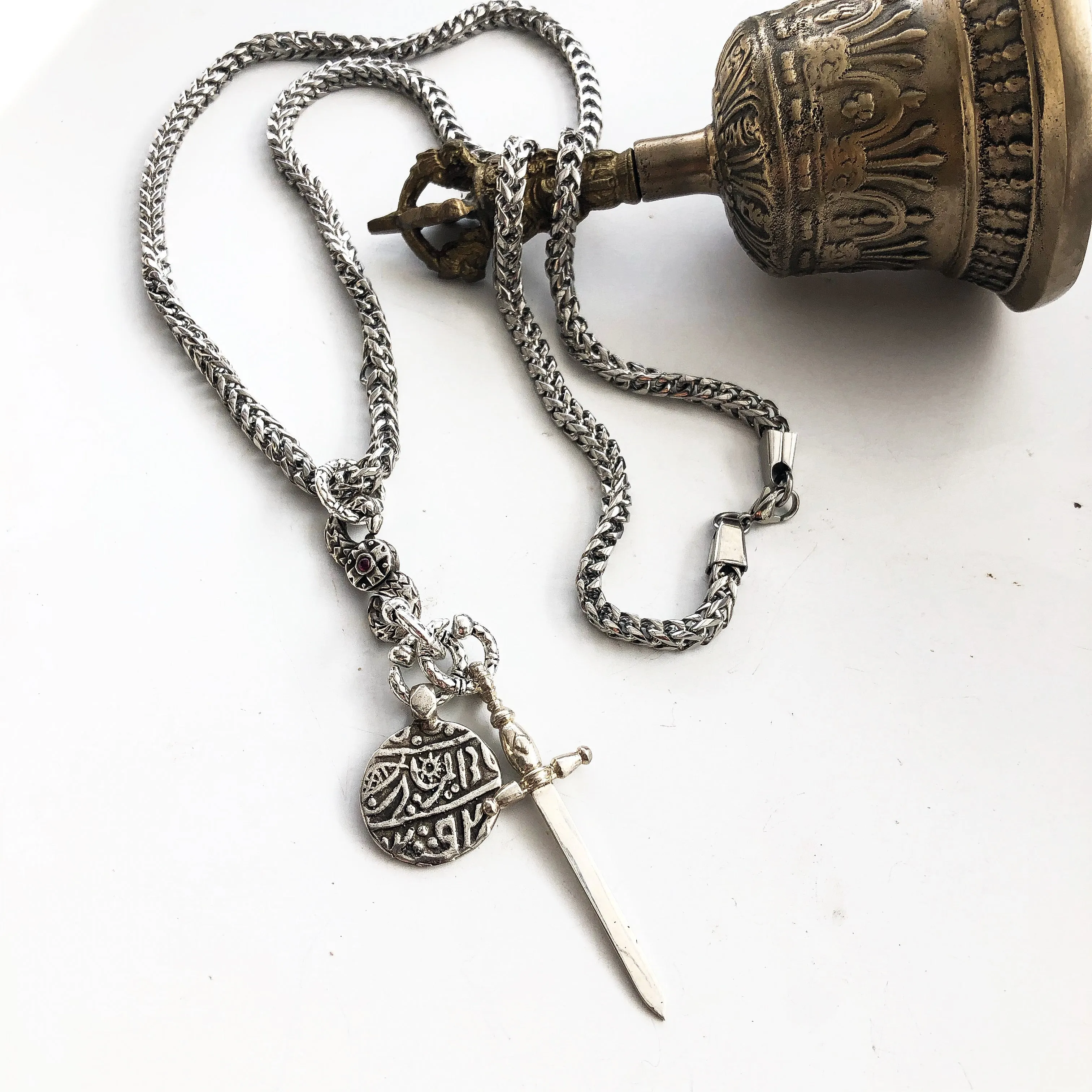 Dagger and Coin Chain Necklace
