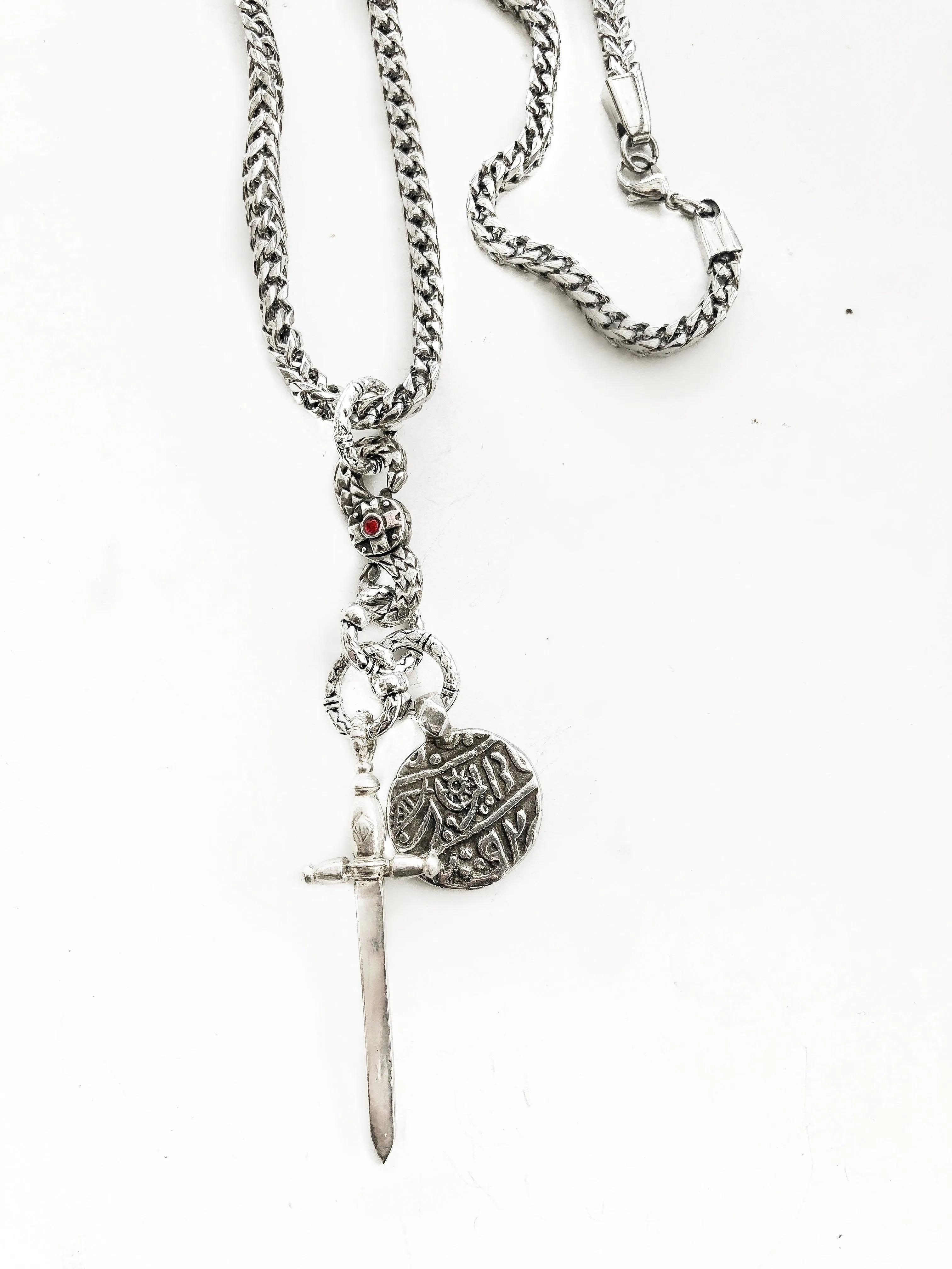 Dagger and Coin Chain Necklace
