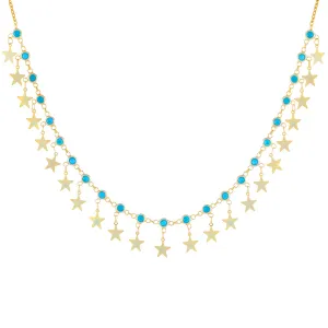 Dangling Star X Turquoise Bezel Choker